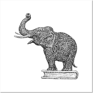 Elephant On A Book Posters and Art